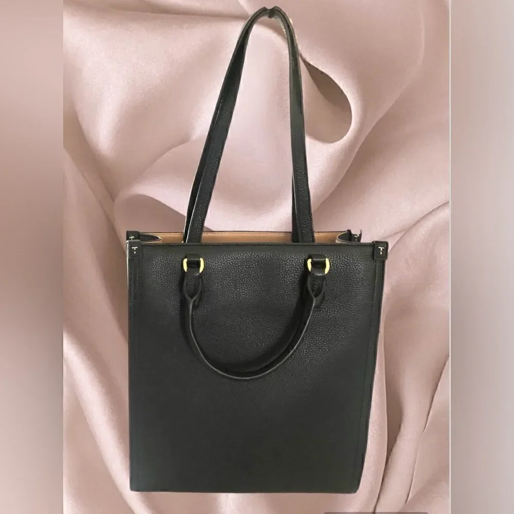 TORY BURCH SHOULDER BAG, BLACKS HANDBAG WITH TORY BURCH LOGO IN GOLD TONE